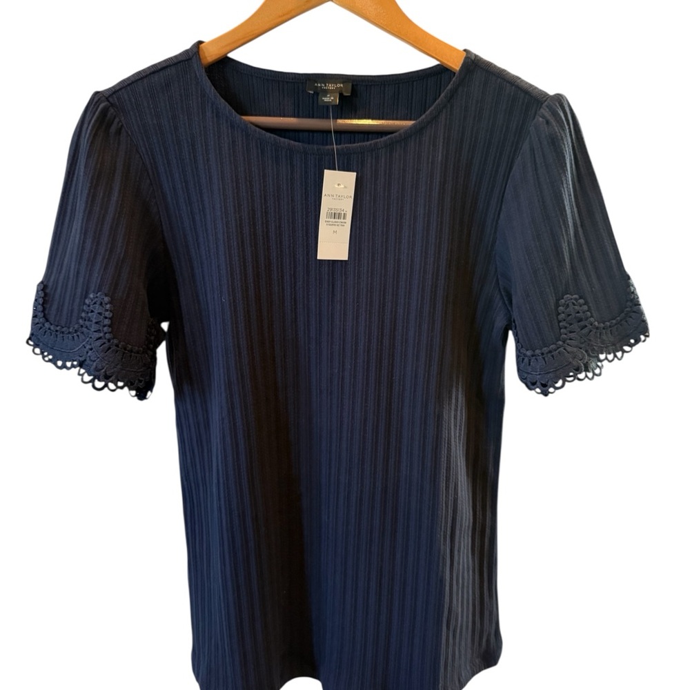 Ann Taylor Midnight Blue Textured Blouse